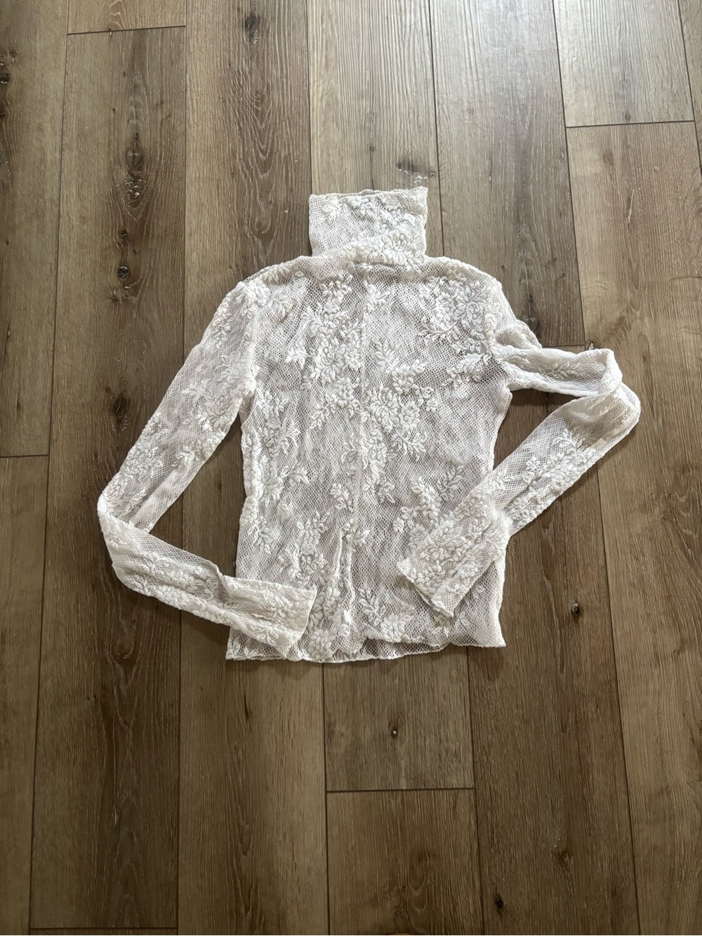Free People Sweet Secrets White Lace Turtleneck Top size small